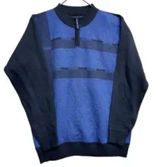 JCpenny タグ付き メンズニット　紺 黒　L　ハーフジップ 【2314】