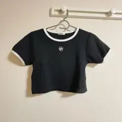 INGNI クロップドTシャツ ブラックリブ