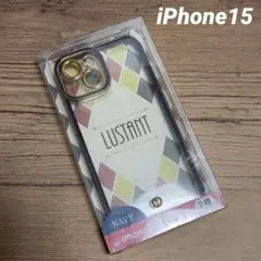 新品未使用iPhone15用ケース ネイビー×ゴールド 定価2290円　送料無料