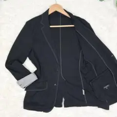 美品　メンズビギ　パイピング　ニット　アンコンジャケット　M　ブラック　日本製