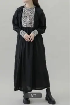 完売品‼️美品★ コットンエンブロイダリーヨークワンピース　ブラック