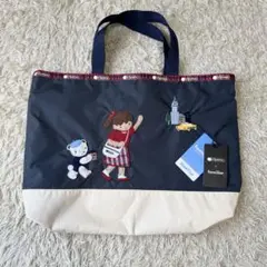 ファミリア レスポートサック コラボ トートバッグ ハンドバッグ ネイビー