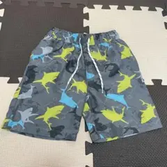 サメプリント サーフパンツ 110cm グレー×イエロー　スイムパンツ