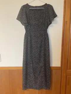 花柄フレアスリーブロングワンピース