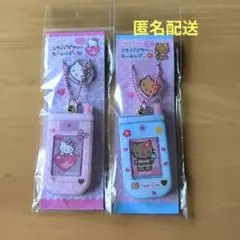 未使用ハローキティ 日焼けキティ スライドガラケーキーホルダー　2種
