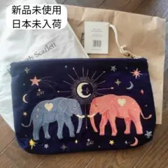 新品未使用品☆Elizabeth Scarlett Londonゾウ刺繍ポーチ