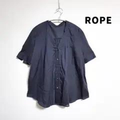 【ROPE ロペ】しなやかテンセル 5分袖 ブラウス ネイビー 38