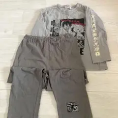 処分⭐️ワンピース 長袖Tシャツ パンツセット グレー　110 パジャマ　男の子