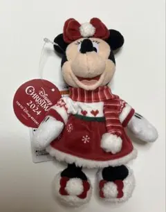 ディズニー 2024 クリスマス ミニー ぬいぐるみバッチ タグ付き