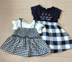 90cm Tシャツ　チェック　さくらんぼ　女の子　まとめ売り