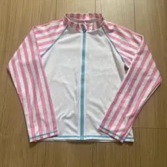 ラッシュガード ピンク・白ストライプ 130cm