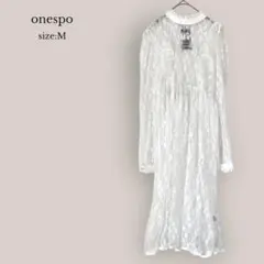 【ワンスポ】onespo レースワンピース　レイヤードワンピ　ホワイト　ミモレ丈