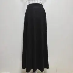 ●ギャザーロングスカート　黒　シンプル　レーヨン混