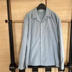 GU 開襟シャツ　オープンカラーシャツ　長袖　グレーブルー