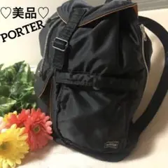 ♡美品♡ PORTER ポーター リュック バッグパック タンカー黒 オレンジ