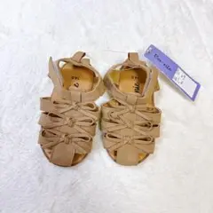 【新品】Bo-nie編み上げリボンサンダル14cmモカブラウン高見えバースデイ