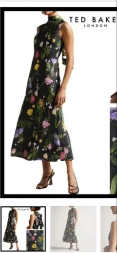 TED BAKER フラワープリント ロングドレス サイズ3(日本サイズL相当)