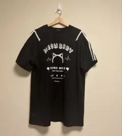 ノエミー　ねこ耳ヘッドホンオープンZIPユニセックスジャージTシャツ　黒