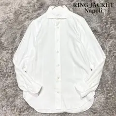 リングジャケットナポリ　鹿の子　ワイドカラー ドレスシャツ　M相当　極美品