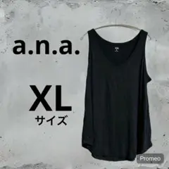 a.n.a. ブラック ノースリーブトップス XL