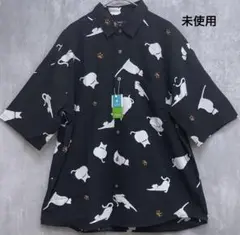 【未使用】チャオパニック Cloapanic ねこ 猫柄 半袖シャツ 総柄 M寸