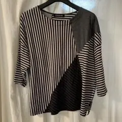 KANSAI BIS ストライプ柄 五分袖Tシャツ　L L 美品