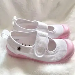 【新品】moonstar 上履き ホワイト/ピンク 17.5 5E