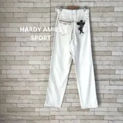※訳あり HARDY AMIES SPORT 白 デニム 熊 ベアー 刺繍