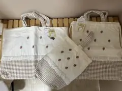 mamaraku いちご刺繍 通園バッグ うわばき袋 お着替え袋セット