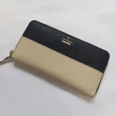 【極美品】kate spade 長財布 ブラック バイカラー ラウンドファスナー