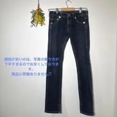 ノーブランド/ダークブルー スキニーデニム ゴールドボタン/美品/美シルエット