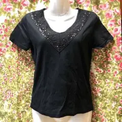 ALDRIDGE JEUNE 　スパンコールビーズ　カットソー