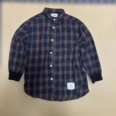 GENERATOR ネイビー・オレンジチェック 長袖シャツ　キッズ　秋服