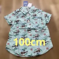 100cm BREEZE 半袖シャツ 水色 ギター 花柄