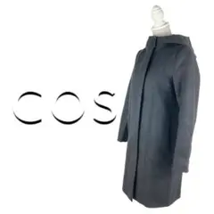 10T320☆ COS ブラック ロングコート アウター ウール カシミア S