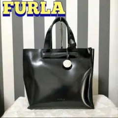 FURLA フルラ イタリア製 トートバッグ ブラック エナメル