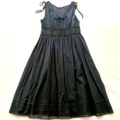 【美品】バナナリパブリック コットン ノースリーブ ワンピース ブラック S〜M