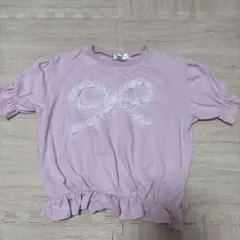 Kudelira 薄紫色リボンTシャツ