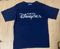激レアＬ！東京Disney resort限定Disney SeaロゴTシャツ紺色