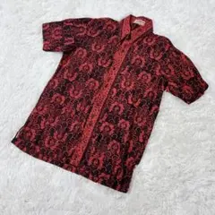 【c4091】✨美品✨CUNDRIK MAS シャツ　半袖　総柄　レッド
