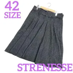 STRENESSE ストラネス ベルト付千鳥チェックフレアスカート 282