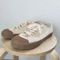 アイボリー キャンバス スニーカー　無印良品　25.5cm　匿名配送