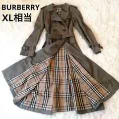 Burberryトレンチコート 大きいサイズノバチェック ベルト 玉虫色 XL