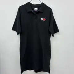 TOMMY JEANS ブラック 長めポロシャツ XS カ32