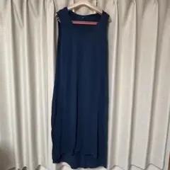 ネイビー ノースリーブ ロングワンピース