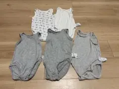 ユニクロ　ロンパース肌着　メッシュ　90 グレー　ホワイト