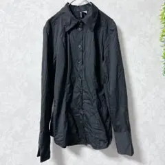 【エイチアンドエム DIVIDED】ブラックシャツ XS 長袖 細身シャツ