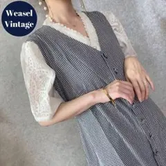 ヴィンテージ 海外レトロ古着 ギンガムチェック柄ロングワンピース マキシ丈