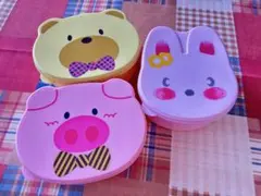 未使用　子ども用弁当箱 3個セット クマ・豚・ウサギ
