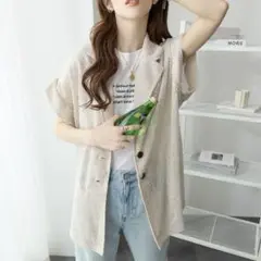 タグ付き新品⭕️ゆる”ジャケット　半袖 ゆったり ルーズ テーラード シアー